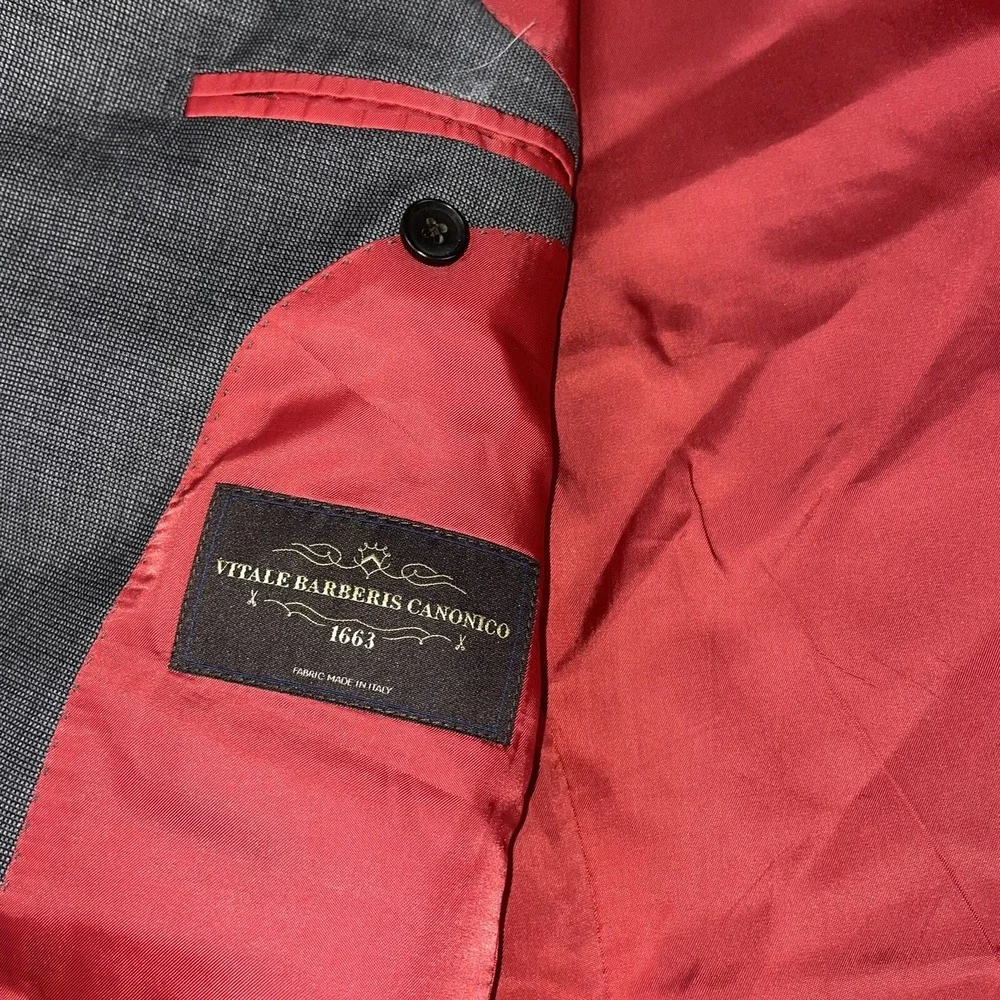 Suit Supply Sienna Gray Nailhead Vitale Barberis Wool Mens Blazer Size 38L